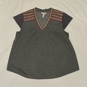 Matilda Jane Charcoal V-Neck Embroidered Blouse